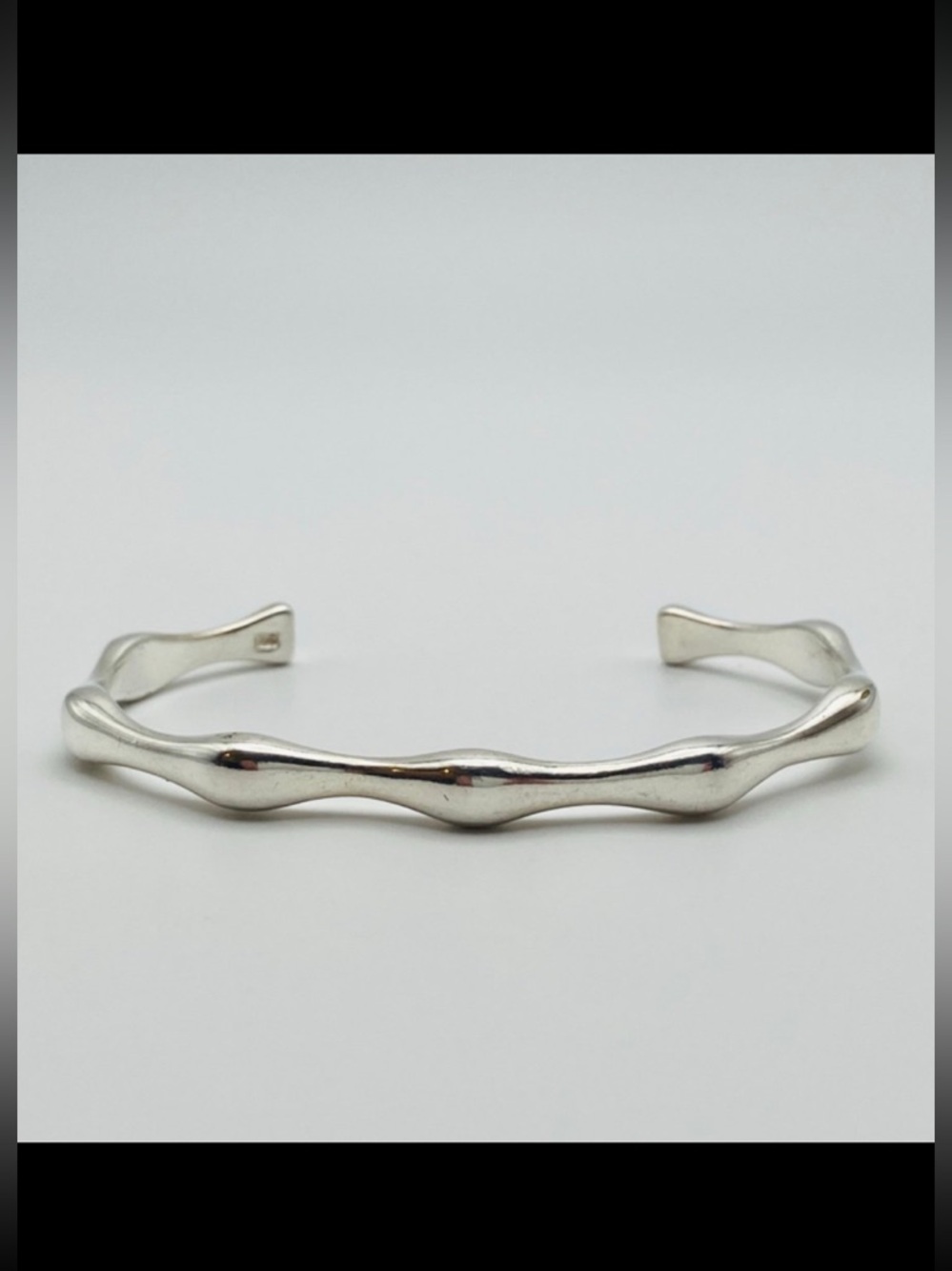 Sterling silver sculptural bone cuff 925